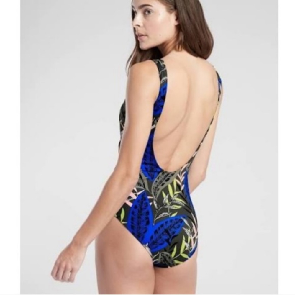 Athleta Green and Blue One Piece Swimsuit Sleek Fit - Picture 2 of 7